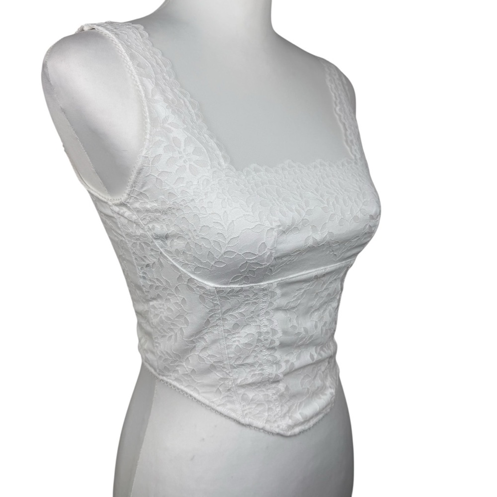 NWT PiNK Victoria’s Secret The Cinched Corset White Lace Bralette Tank Top Cami - Picture 8 of 11